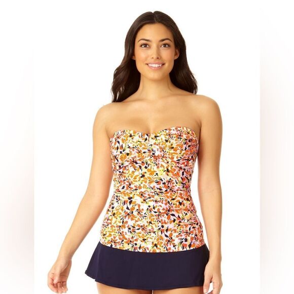 Anne Cole swimsuit  Women's Twist Front Bandeaukini Swim Top S - Picture 1 of 13